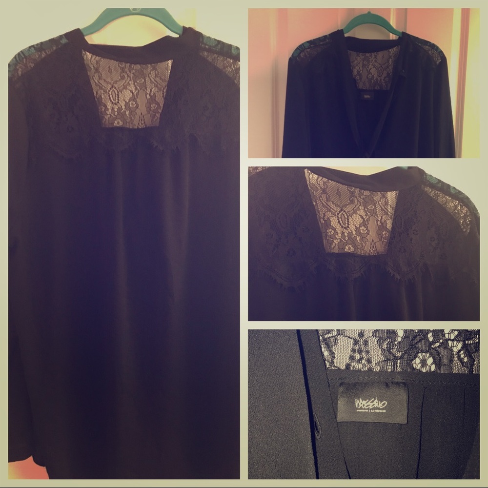 Black Lace Tie Mossimo Blouse